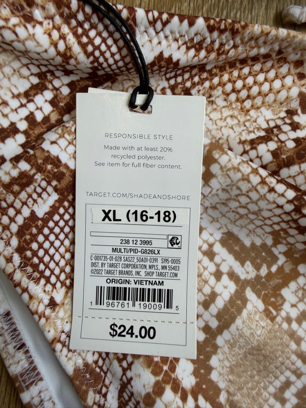 Shade & Shore Snakeskin Bikini Set 36B Top XL Bottom NWT - Picture 6 of 6